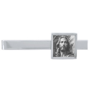 Jesus Black and White Tie Bar