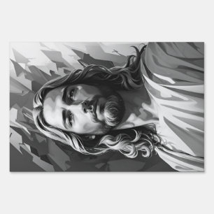 Jesus Black and White Yard Sign