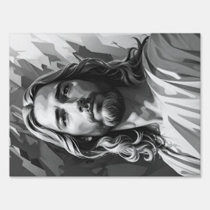 Jesus Black and White Yard Sign
