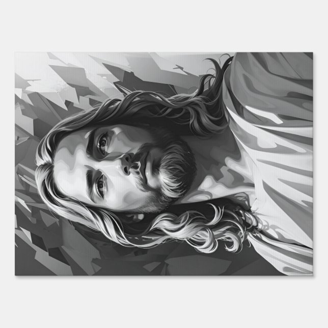 Jesus Black and White Yard Sign (Front)