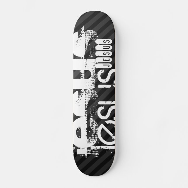 Jesus; Black & Dark Gray Stripes Skateboard Deck (Front)