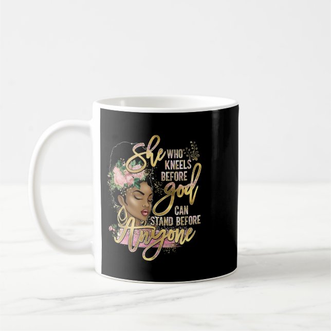 Jesus Black Girl She Who Kneels Before God Christi Coffee Mug (Left)