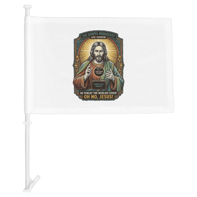 Jesus Black Screen Forgotten Webcam Cover Virtual  Car Flag (Front)