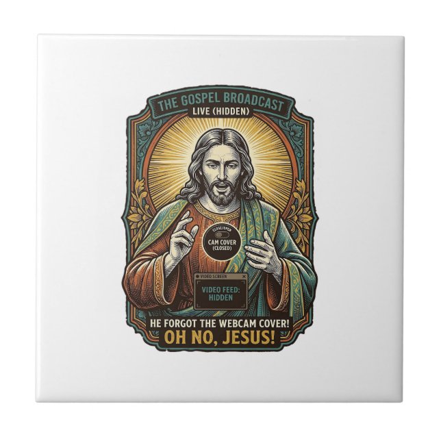 Jesus Black Screen Forgotten Webcam Cover Virtual  Ceramic Tile (Front)