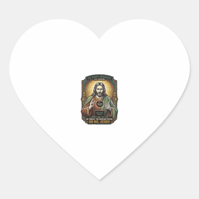 Jesus Black Screen Forgotten Webcam Cover Virtual  Heart Sticker (Front)