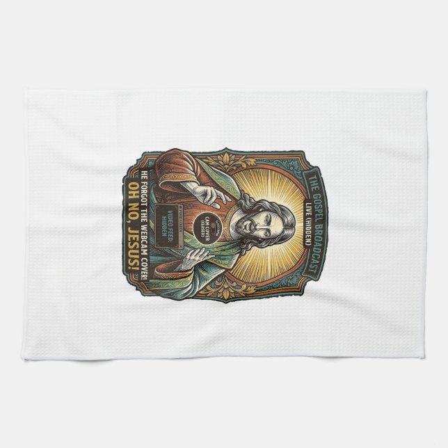 Jesus Black Screen Forgotten Webcam Cover Virtual  Kitchen Towel (Horizontal)