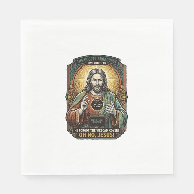Jesus Black Screen Forgotten Webcam Cover Virtual  Napkins (Front)