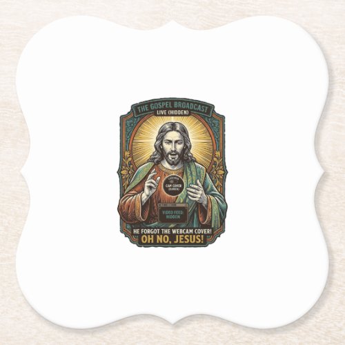 Jesus Black Screen Forgotten Webcam Cover Virtual Paper Coaster