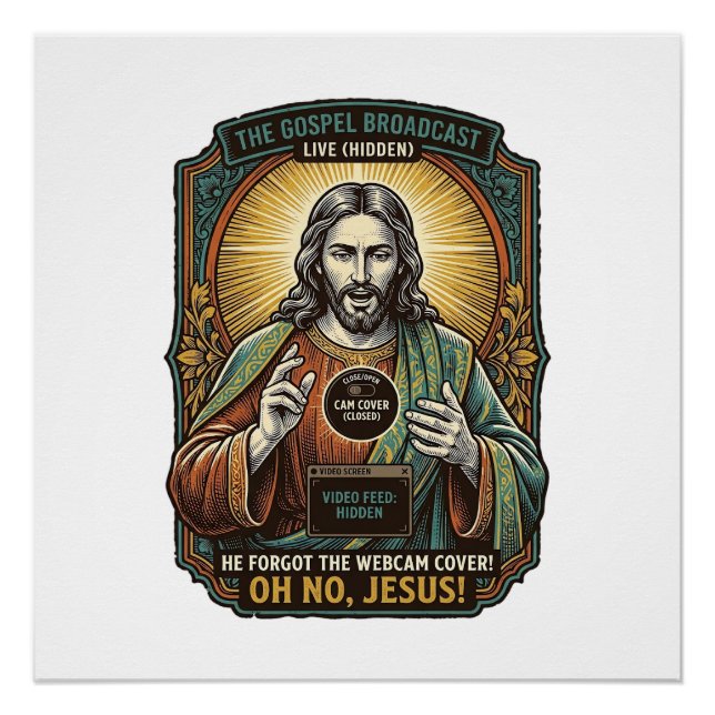 Jesus Black Screen Forgotten Webcam Cover Virtual  Poster (Front)