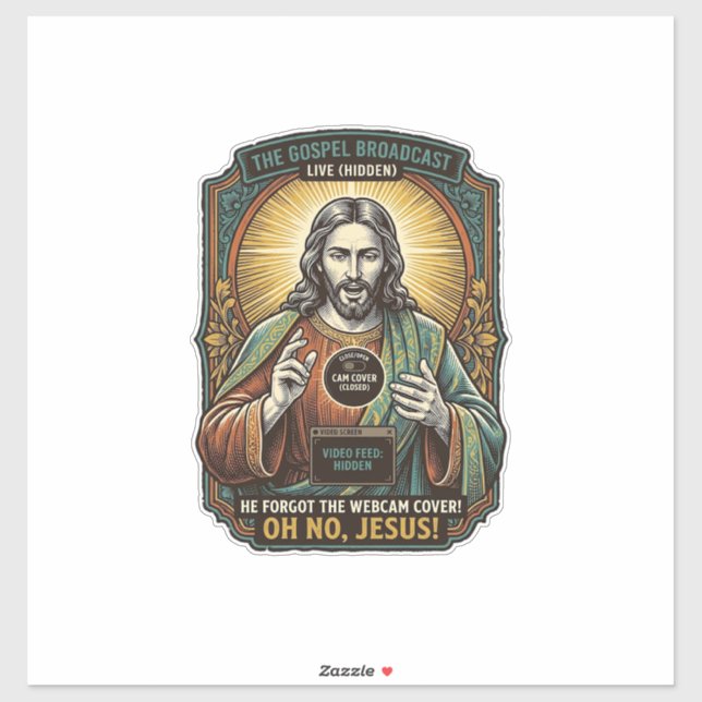 Jesus Black Screen Forgotten Webcam Cover Virtual  Sticker (Sheet)