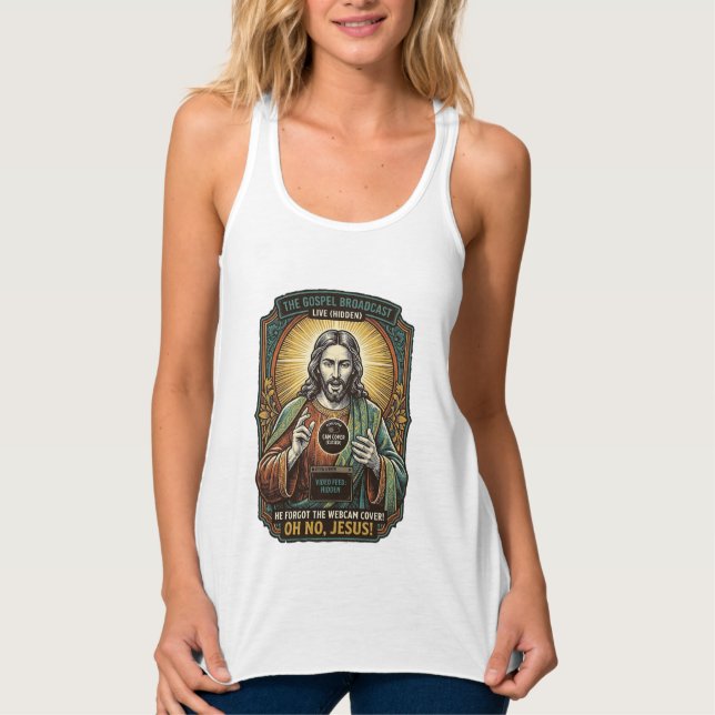 Jesus Black Screen Forgotten Webcam Cover Virtual  Tank Top (Front)