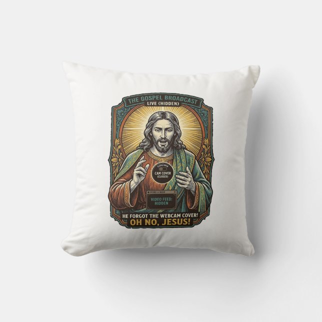 Jesus Black Screen Forgotten Webcam Cover Virtual  Throw Pillow (Front)