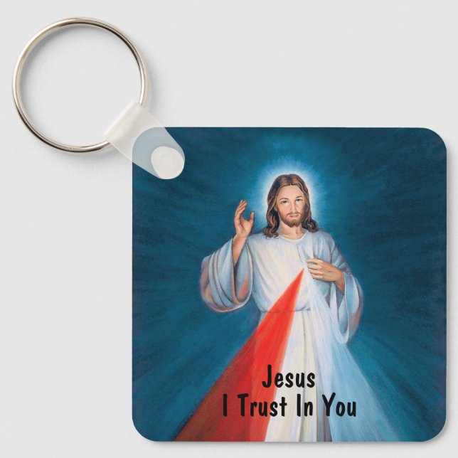 Jesus Blessing Divine Mercy Catholic Verse Keychain (Front)