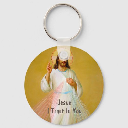 Jesus Blessing Divine Mercy I Trust in You Quote Keychain