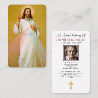 Jesus Blessing Divine Mercy Memorial Prayer Card