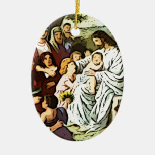 Jesus blessing the children ceramic ornament