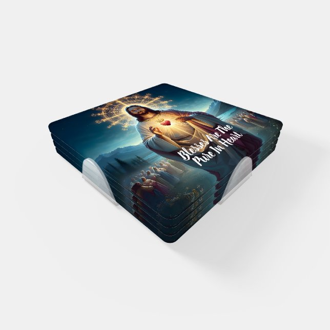 Jesus Blessing the Pure: Heart Amidst Many Coaster Set (Set)