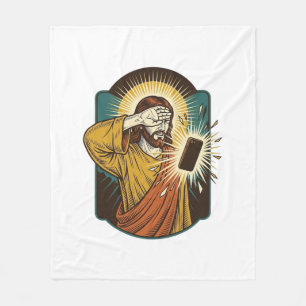 Jesus Blinding Max Phone Brightness Midnight Scrol Fleece Blanket
