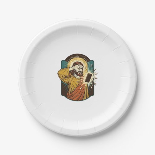 Jesus Blinding Max Phone Brightness Midnight Scrol Paper Plates