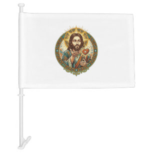 Jesus Blowing Kiss Red Heart Like Button Humor_1 Car Flag