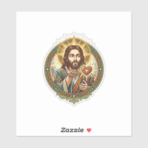 Jesus Blowing Kiss Red Heart Like Button Humor_1 Sticker