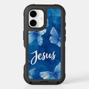 Jesus Blue Butterfly Faith Aesthetic iPhone 16 Case