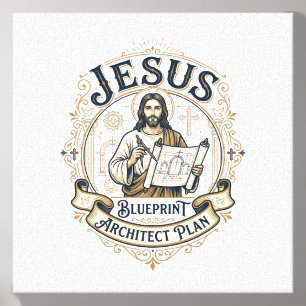 Jesus Blueprint Architect Plan Jesus Blueprint Arc Canvas Photo Tile
