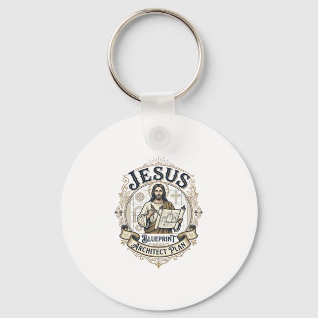 Jesus Blueprint Architect Plan Jesus Blueprint Arc Keychain (Front)