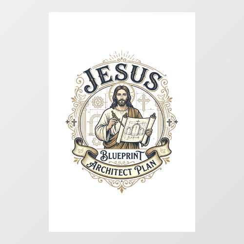 Jesus Blueprint Architect Plan Jesus Blueprint Arc Window Cling