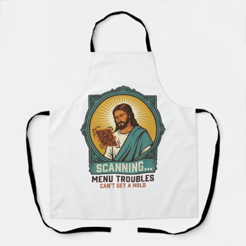 Jesus Blurry QR Code Wont Scan Menu Tech Humor_1 Apron
