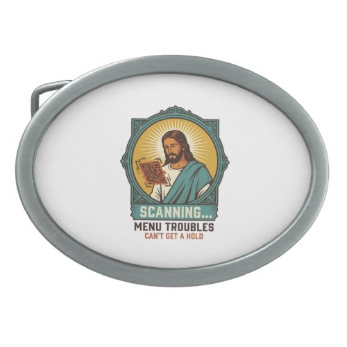 Jesus Blurry QR Code Wont Scan Menu Tech Humor_1 Belt Buckle