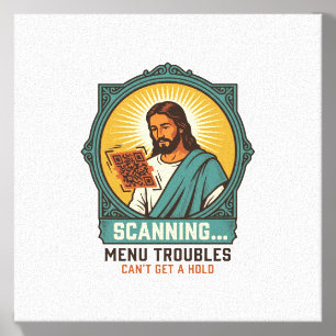 Jesus Blurry QR Code Wont Scan Menu Tech Humor_1 Canvas Photo Tile