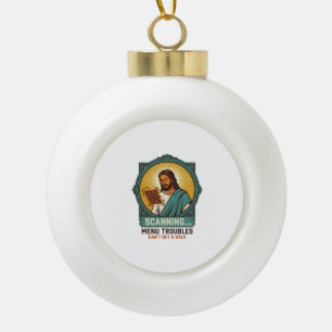 Jesus Blurry QR Code Wont Scan Menu Tech Humor_1 Ceramic Ball Christmas Ornament