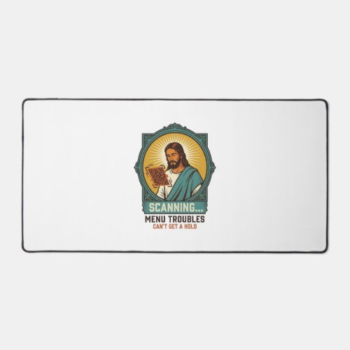 Jesus Blurry QR Code Wont Scan Menu Tech Humor_1 Desk Mat