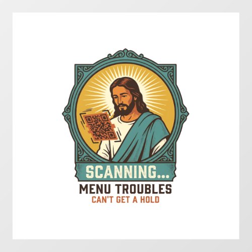 Jesus Blurry QR Code Wont Scan Menu Tech Humor_1 Floor Decals