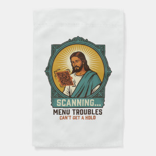 Jesus Blurry QR Code Wont Scan Menu Tech Humor_1 Garden Flag