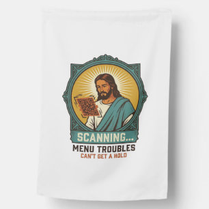 Jesus Blurry QR Code Wont Scan Menu Tech Humor_1 House Flag