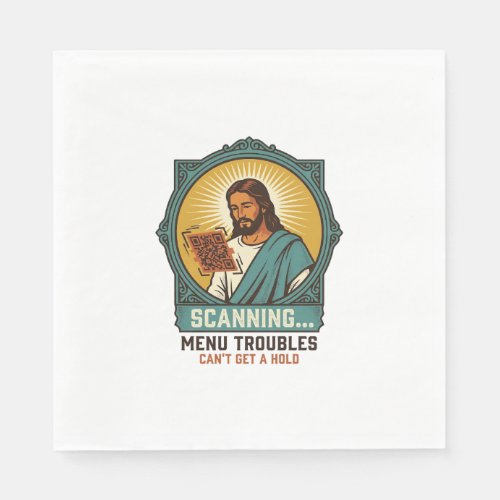 Jesus Blurry QR Code Wont Scan Menu Tech Humor_1 Napkins