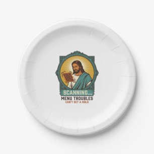 Jesus Blurry QR Code Wont Scan Menu Tech Humor_1 Paper Plates