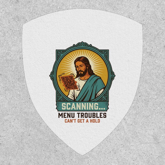 Jesus Blurry QR Code Wont Scan Menu Tech Humor_1 Patch (Front)