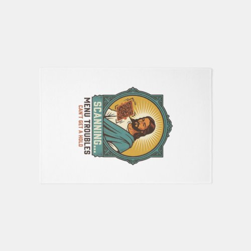 Jesus Blurry QR Code Wont Scan Menu Tech Humor_1 Rug