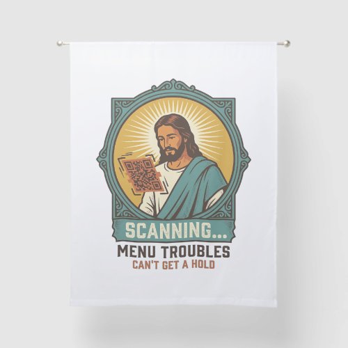 Jesus Blurry QR Code Wont Scan Menu Tech Humor_1 Sheer Curtains
