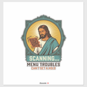Jesus Blurry QR Code Wont Scan Menu Tech Humor_1 Sticker