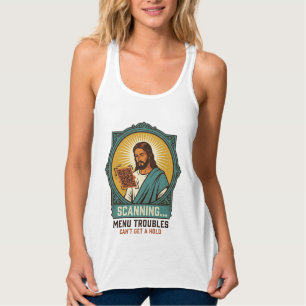 Jesus Blurry QR Code Wont Scan Menu Tech Humor_1 Tank Top