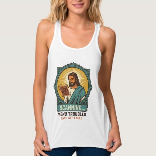 Jesus Blurry QR Code Wont Scan Menu Tech Humor_1 Tank Top