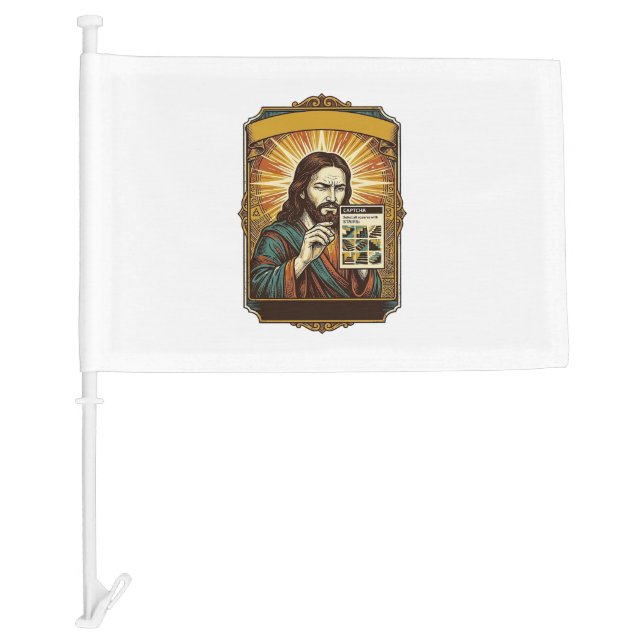 Jesus Blurry Stairs Captcha Test Tech Security Hum Car Flag (Front)