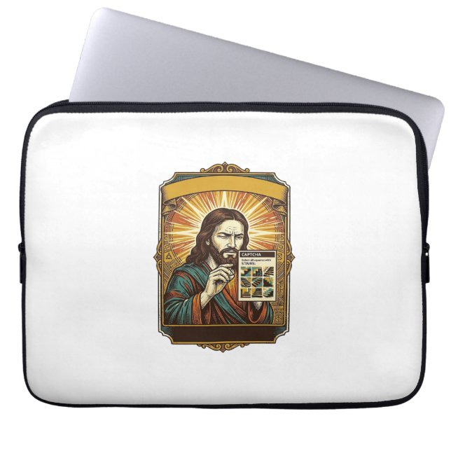 Jesus Blurry Stairs Captcha Test Tech Security Hum Laptop Sleeve (Front)