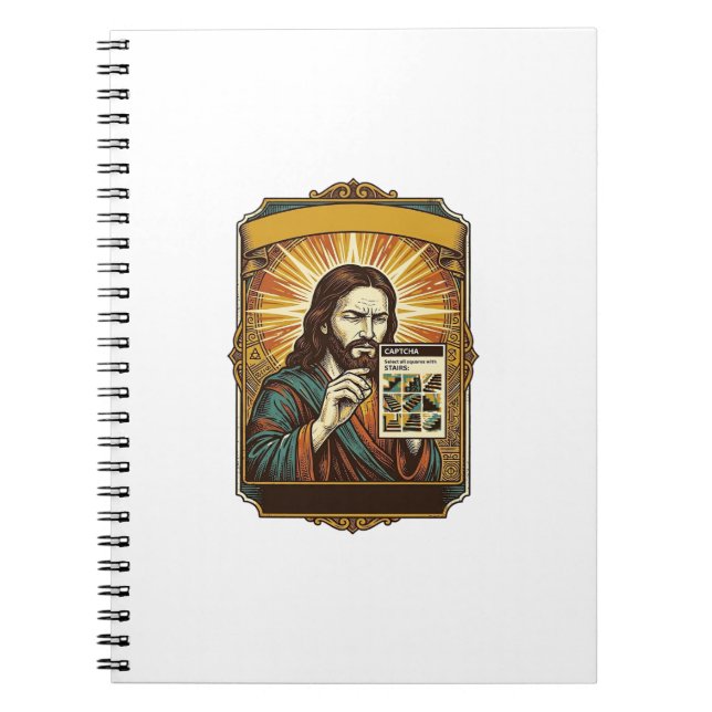 Jesus Blurry Stairs Captcha Test Tech Security Hum Notebook (Front)