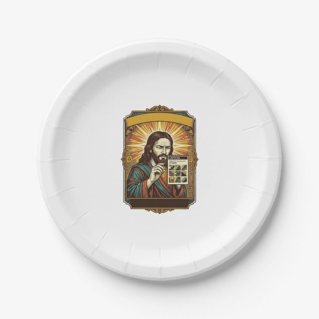 Jesus Blurry Stairs Captcha Test Tech Security Hum Paper Plates (Front)