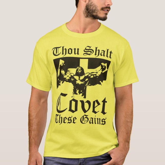 Jesus Bodybuilding Lifting Gains T-Shirt (Front)